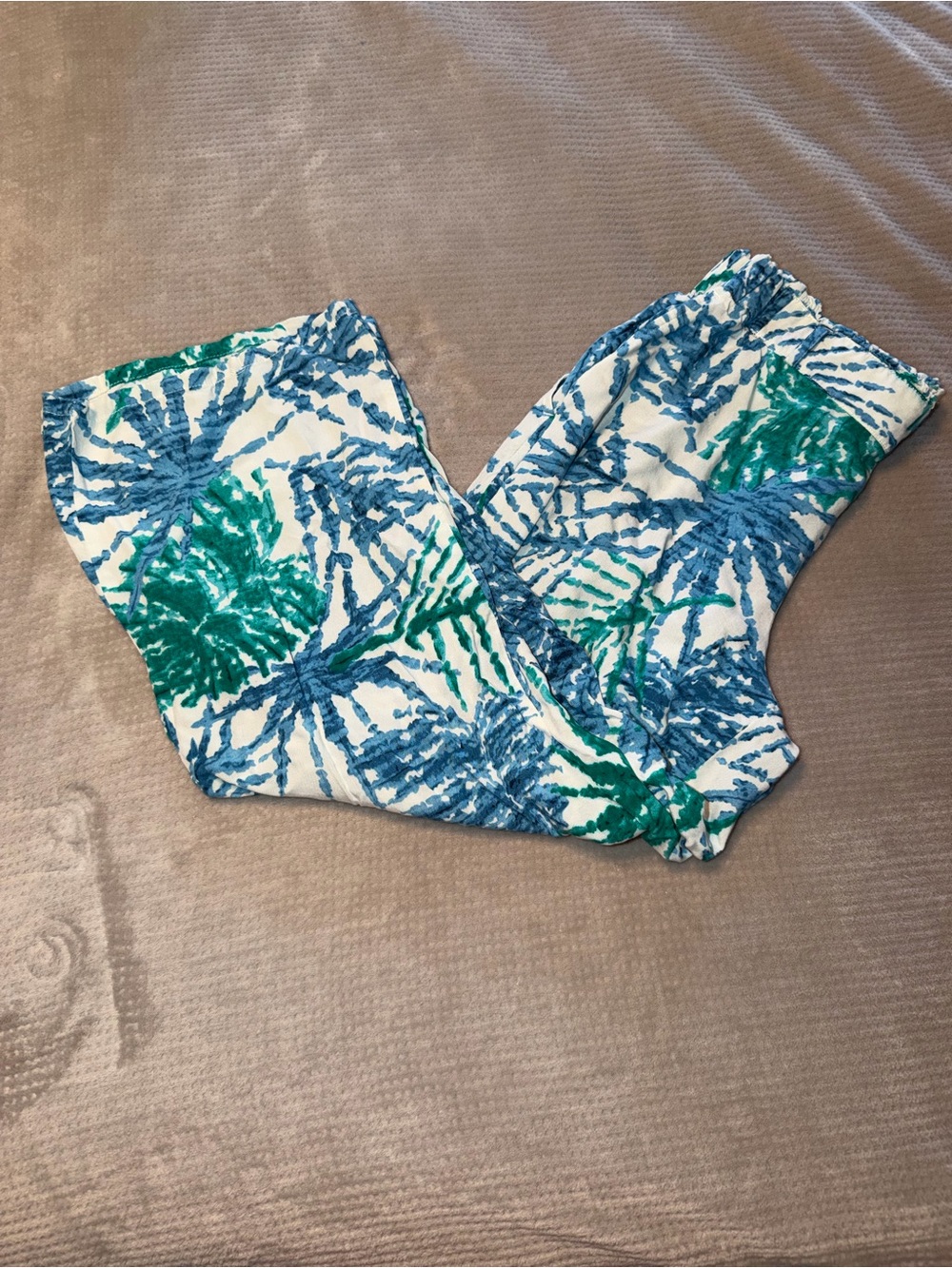 Dash Women's Blue & Green Palm Print Pants Small